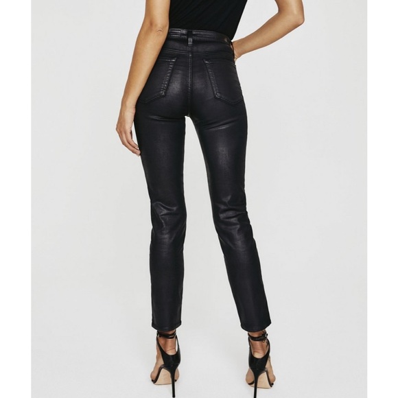 AG High Rise Cropped Jean Coated Leather - The Isabelle - Picture 4 of 9